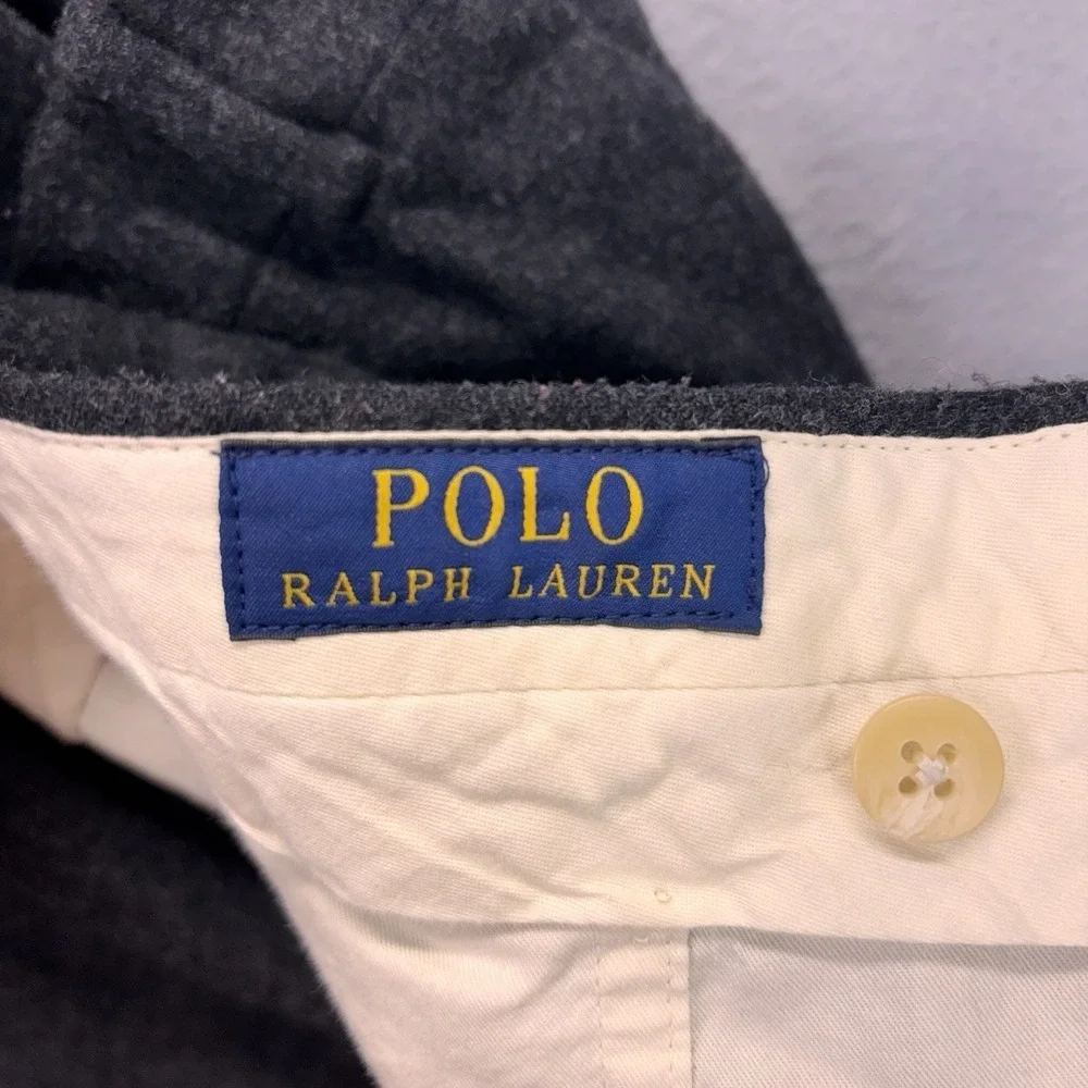 Polo Ralph Lauren‎ Dress Pant Mens 36x30 100% Merino Wool Gray Made in Italy